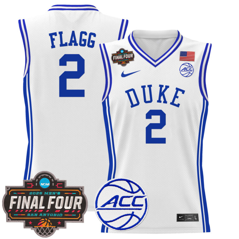 Men Duke Blue Devils #2 Flagg white 2025 Final Four Patch NCAA Jersey
